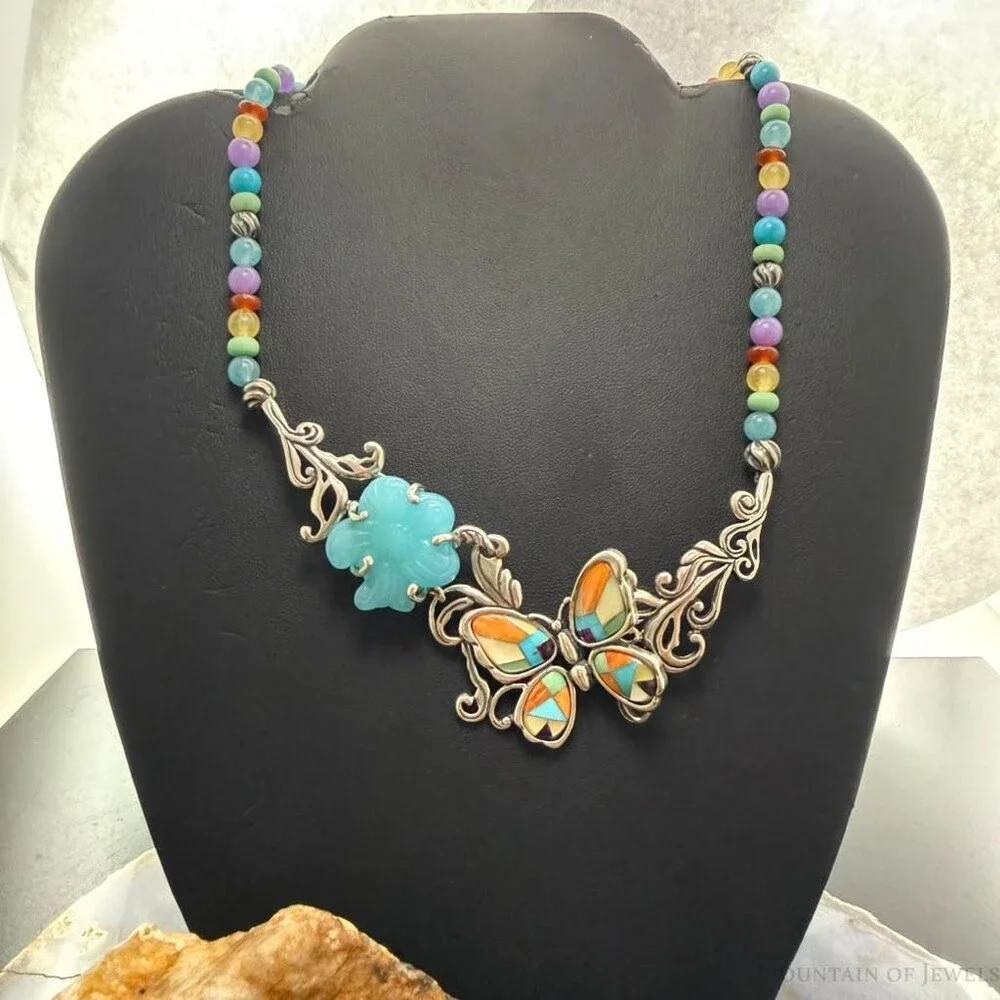 Carolyn Pollack Sterling Inlay Butterfly & Multistone Beads 15